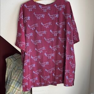 Red Lizard Batik Print Cotton Shirt XXL